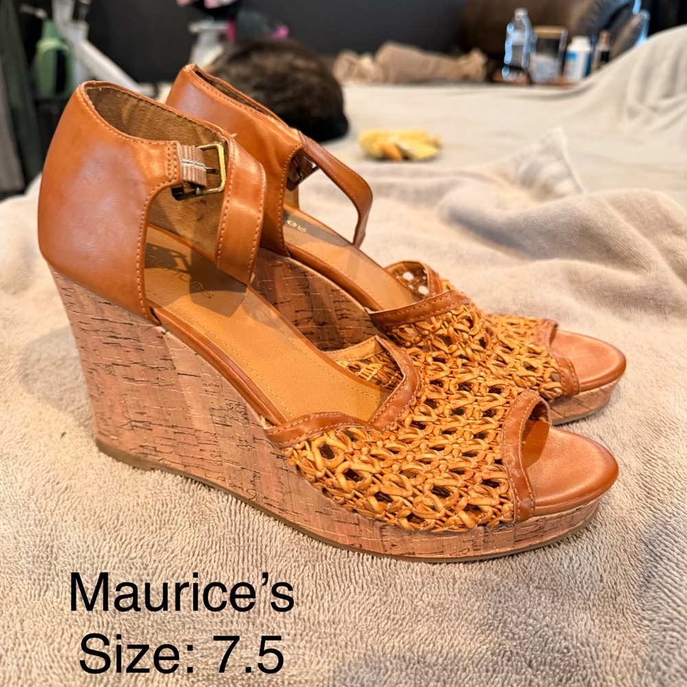 Maurices Brown Woven Wedge Sandals